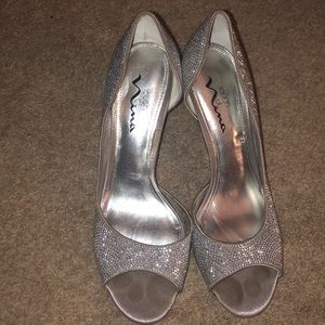 Silver Open Toe High Heels